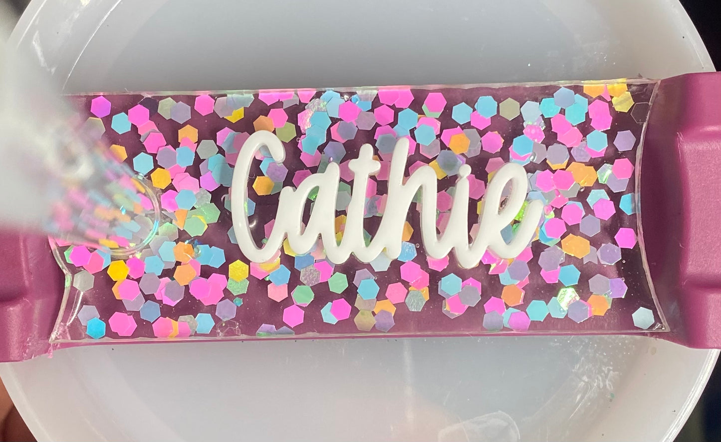 Custom tumbler nameplate for Tasia