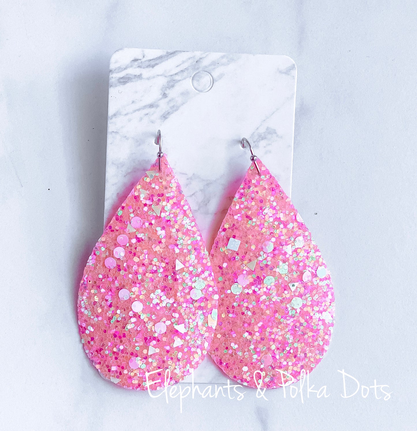 Sparkly Faux Leather Teardrop Earrings