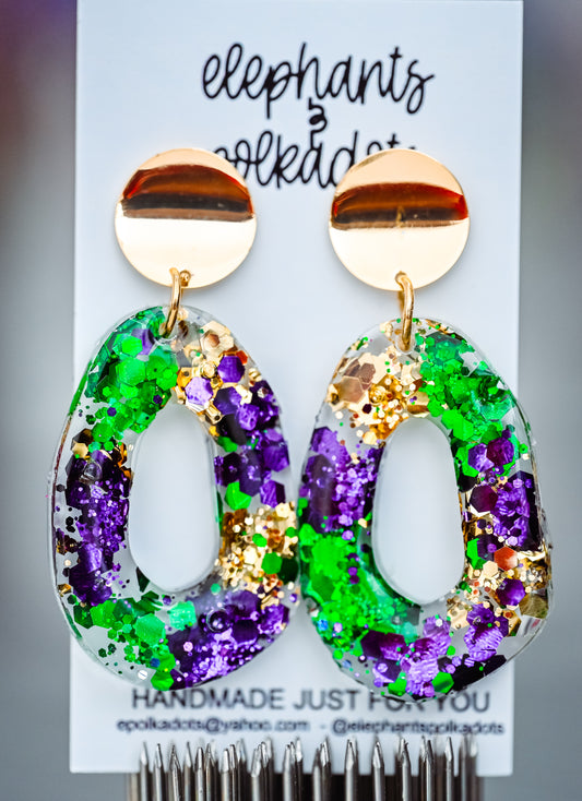 Mardi Gras King Cake Earrings