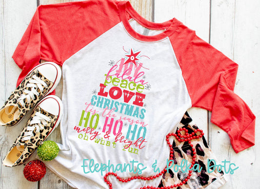 Christmas Word Tree Raglan