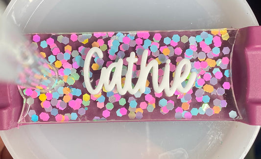 Custom tumbler nameplate for Tasia