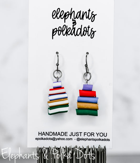 3D STacked Book earrings