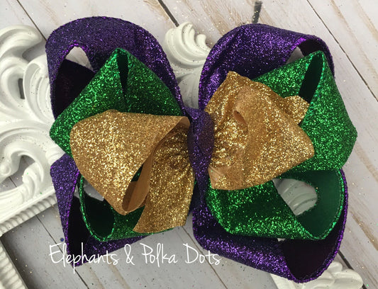 Mardi Gras Stacked Hair Bow